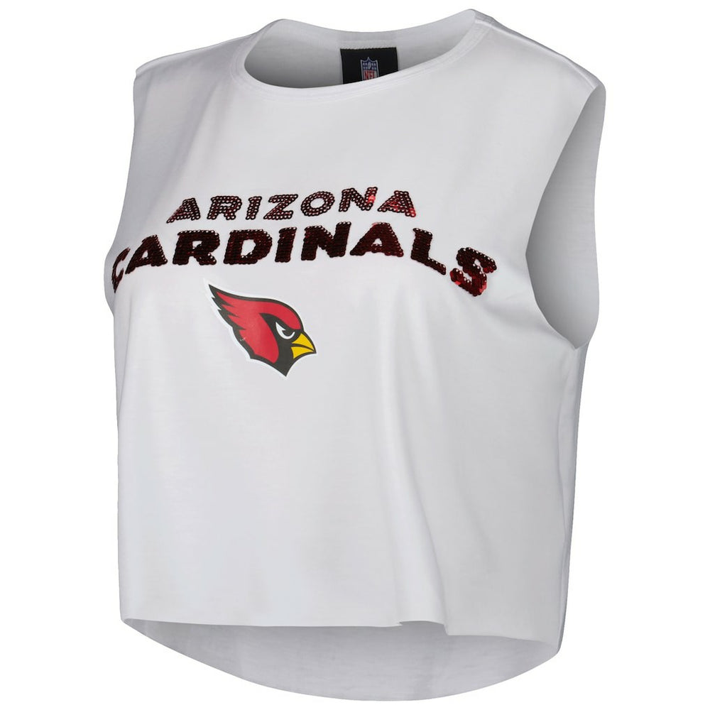 Arizona Cardinals Cuce Women's Sequin Cropped Tank Top White - NFL