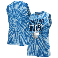 Dallas Cowboys Lauren James Women's Tie-Dye Jersey Boxy Tank Top Royal - NFL