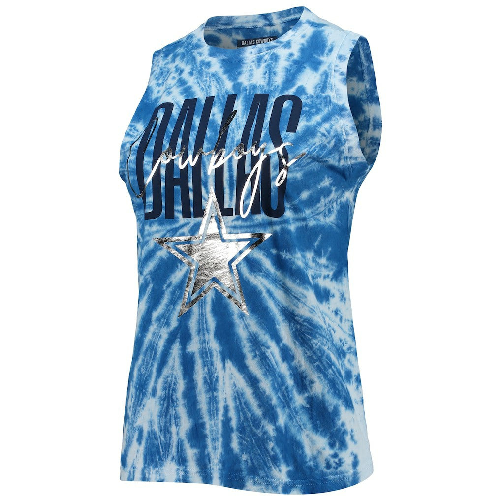 Dallas Cowboys Lauren James Women's Tie-Dye Jersey Boxy Tank Top Royal - NFL