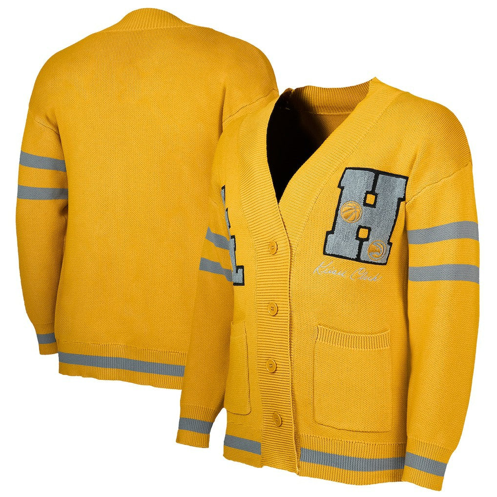 NBA - Atlanta Hawks NBA x Keiser Clark No Caller ID Button-Up Cardigan - Yellow/Gray