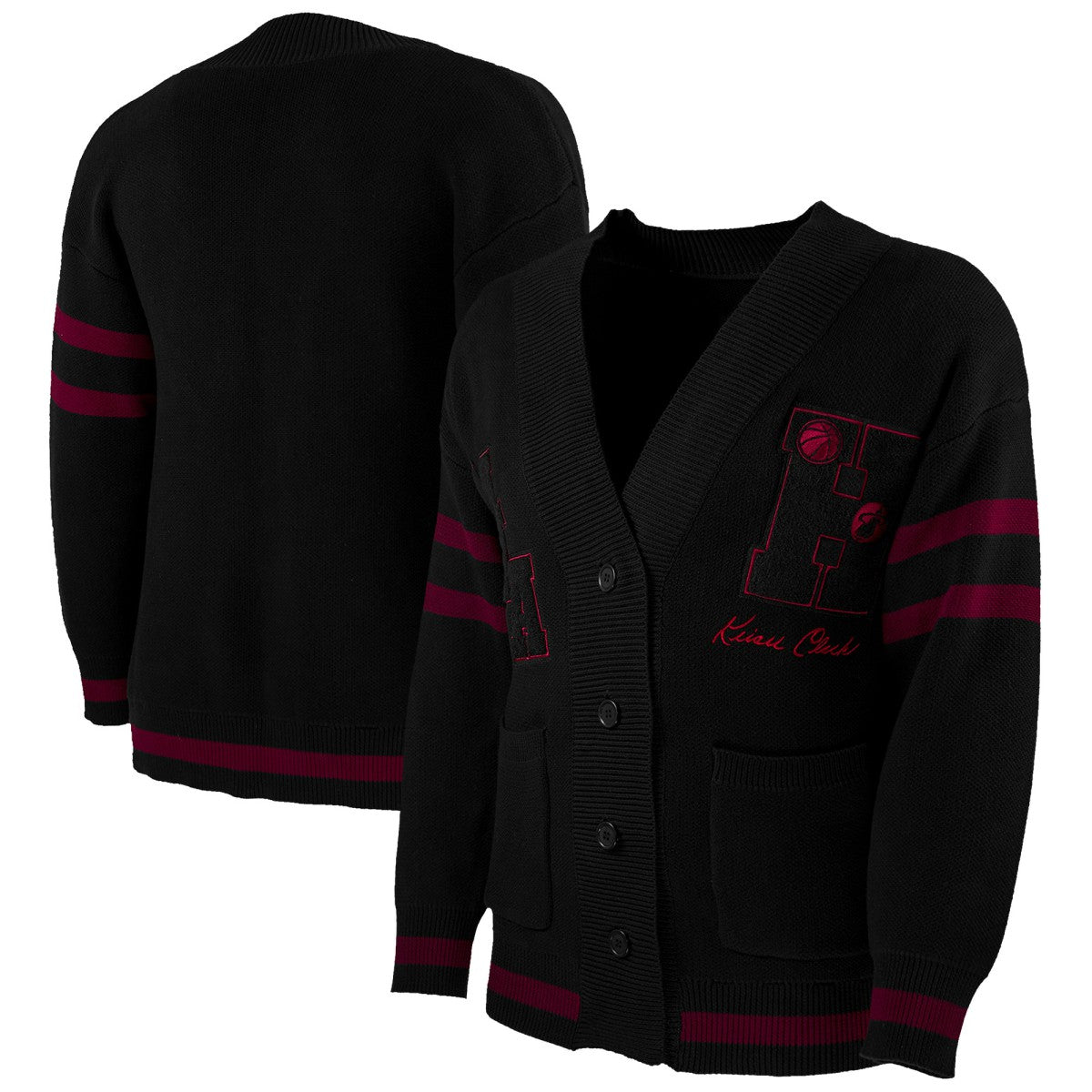 NBA - Miami Heat NBA x Keiser Clark No Caller ID Button-Up Cardigan - Black/Red