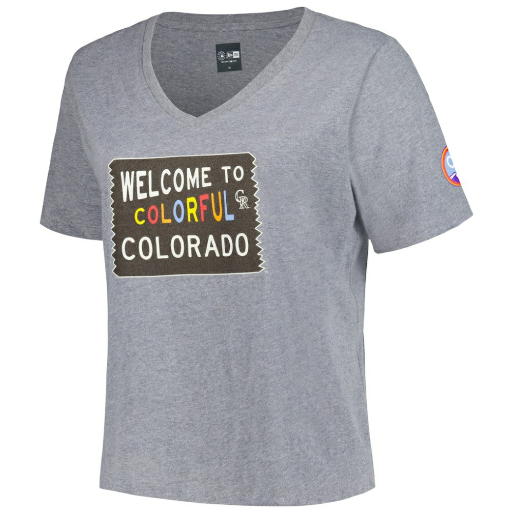Colorado Rockies New Era Women's City Connect Plus Size V-Neck T-Shirt Lifestyle