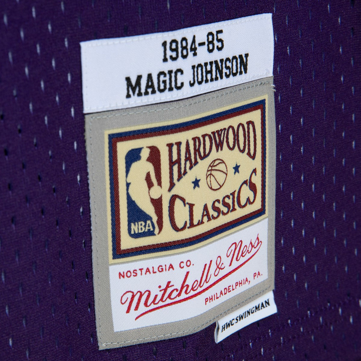 Mitchell & Ness - Magic Johnson Los Angeles Lakers 1984/85 Hardwood Classics Fadeaway Swingman Player Jersey - Purple/Black