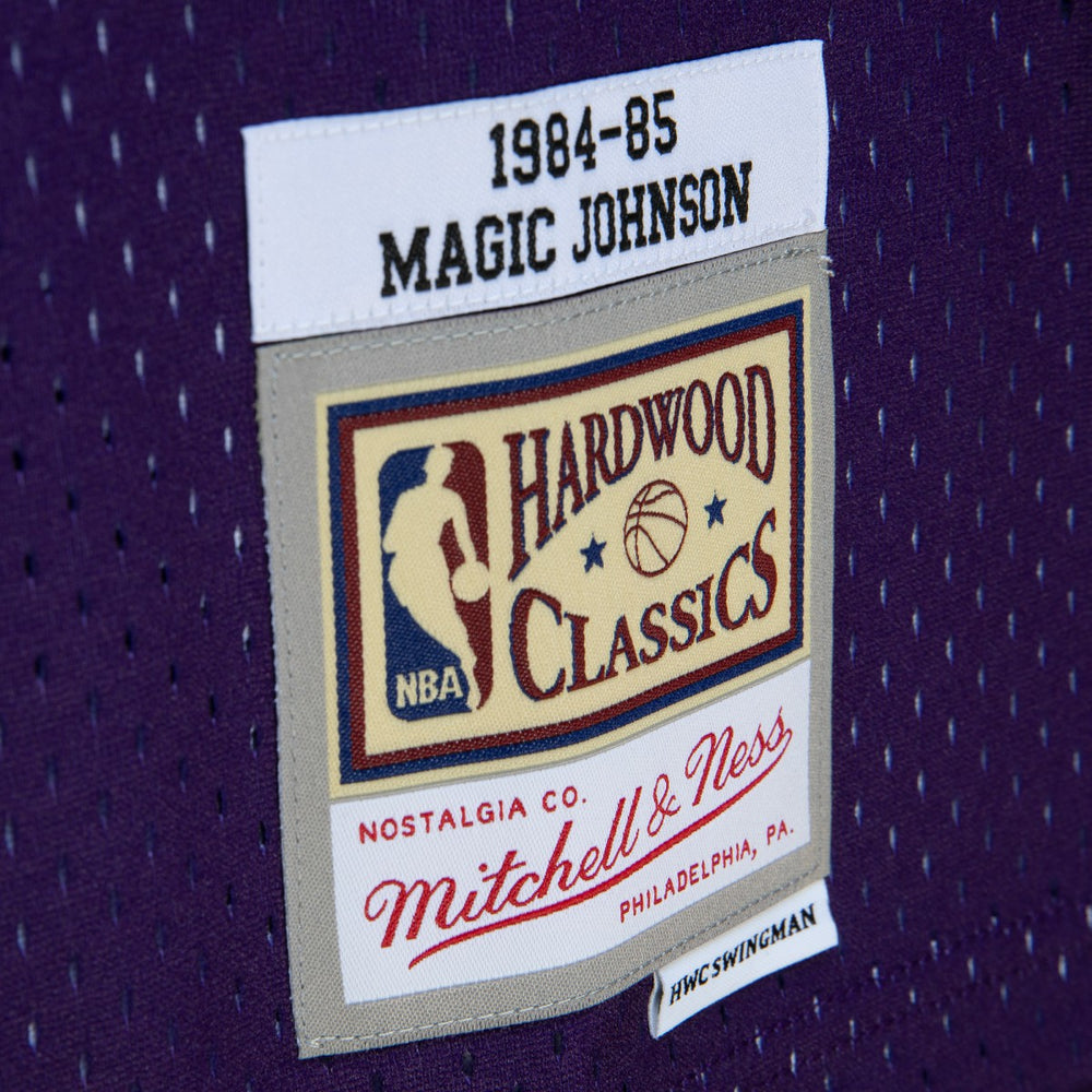 Mitchell & Ness - Magic Johnson Los Angeles Lakers 1984/85 Hardwood Classics Fadeaway Swingman Player Jersey - Purple/Black