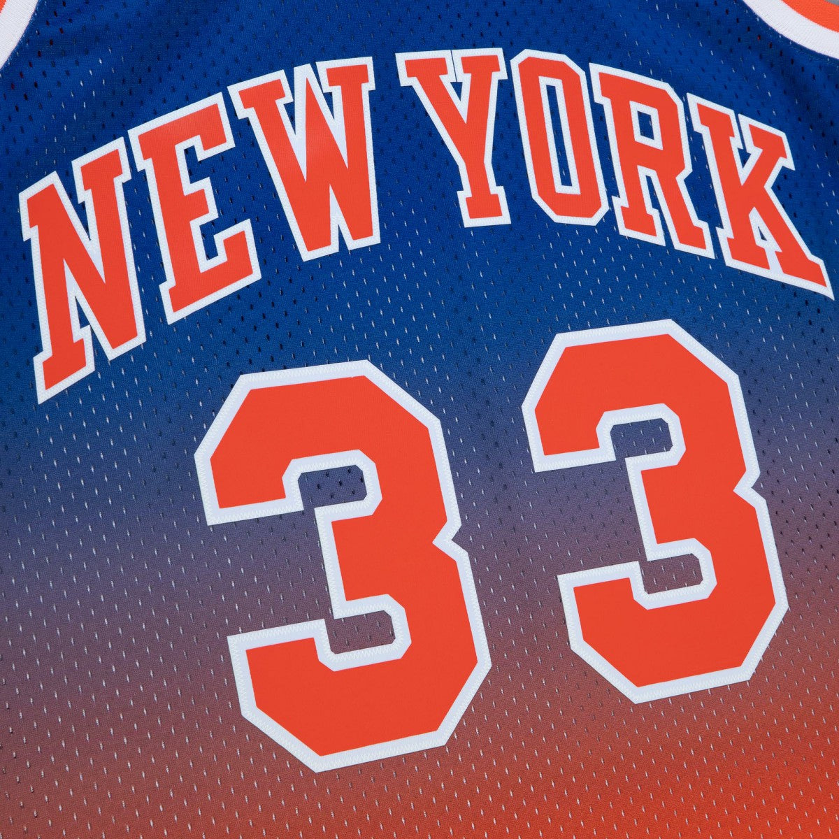 Mitchell & Ness - Patrick Ewing New York Knicks 1991/92 Hardwood Classics Fadeaway Swingman Player Jersey - Orange/Royal