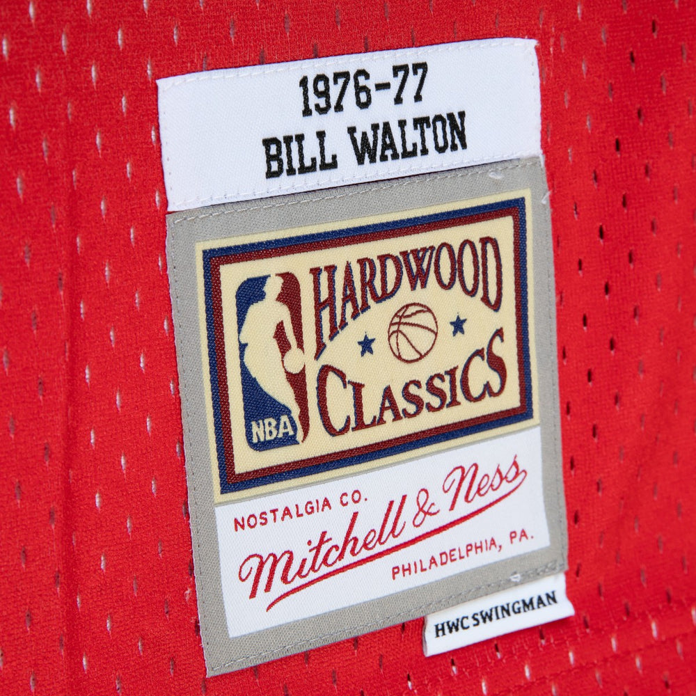 Mitchell & Ness - Bill Walton Portland Trail Blazers 1976/77 Hardwood Classics Fadeaway Swingman Player Jersey - Red/Black