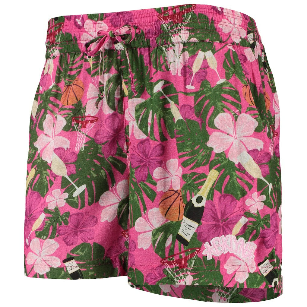 NBA - Brooklyn Nets Lusso Women's Finley-Frankie Party Top & Shorts Set - Pink