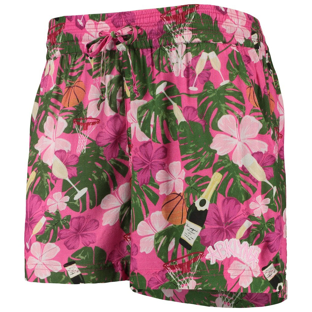 NBA - Brooklyn Nets Lusso Women's Finley-Frankie Party Top & Shorts Set - Pink