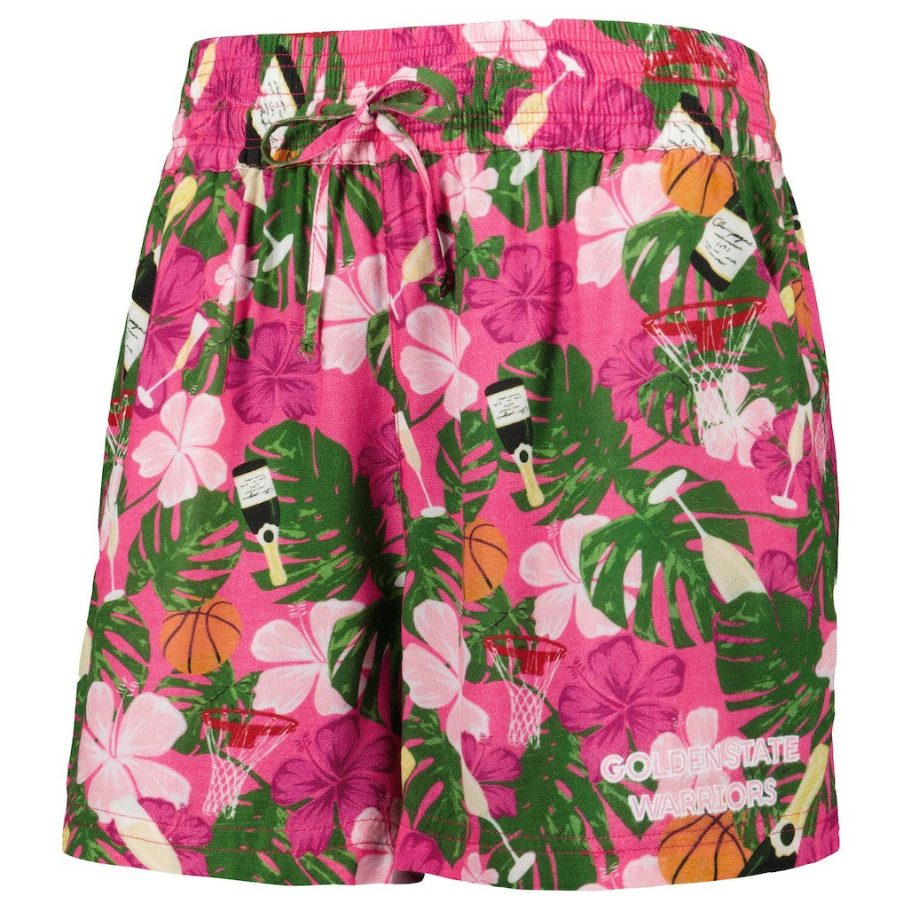 NBA - Golden State Warriors Lusso Women's Finley-Frankie Party Top & Shorts Set - Pink