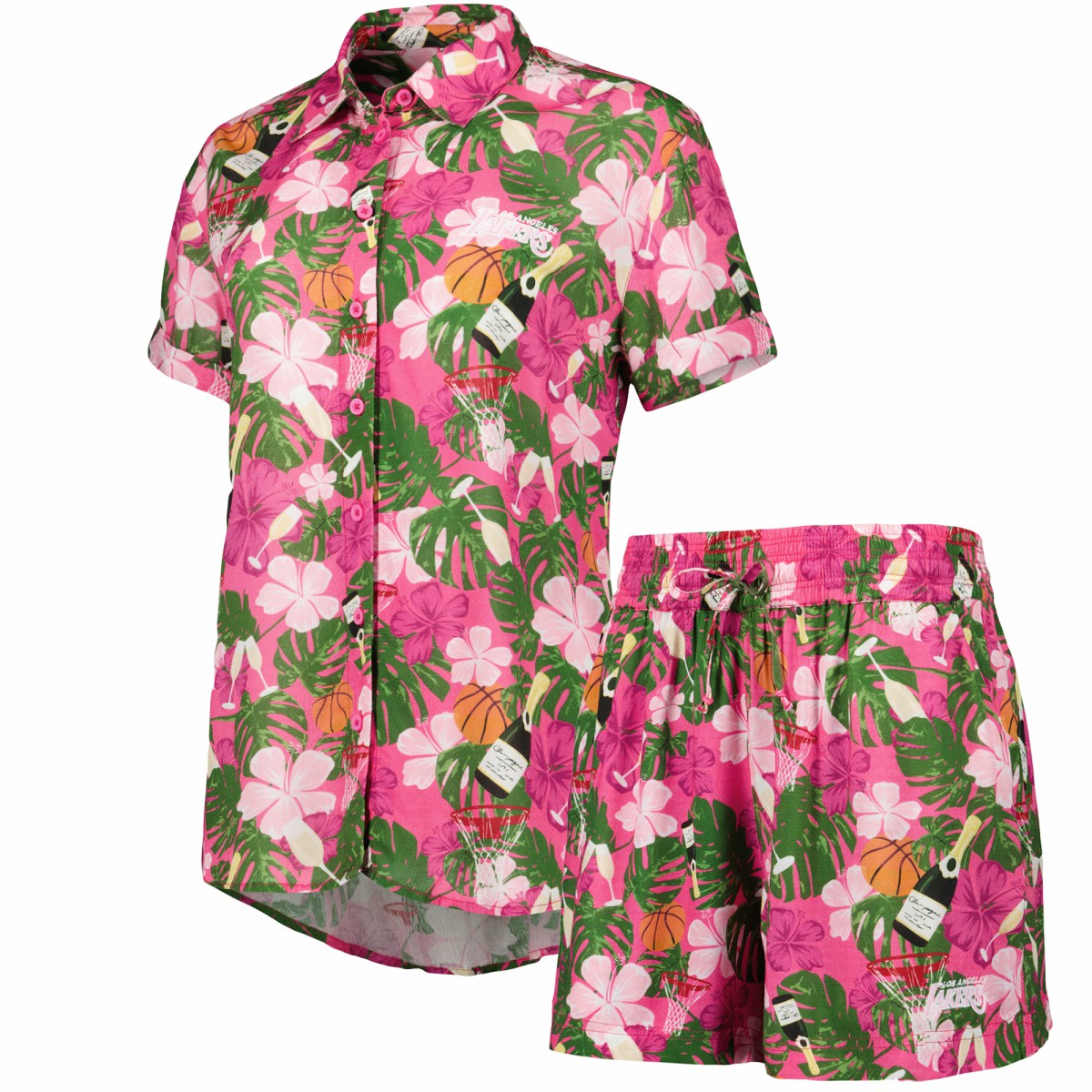 NBA - Los Angeles Lakers Lusso Women's Finley-Frankie Party Top & Shorts Set - Pink
