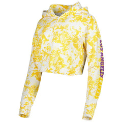 NBA - Los Angeles Lakers Lusso Women's Maia Tri-Blend Cropped Quarter-Zip Top - Gold/White