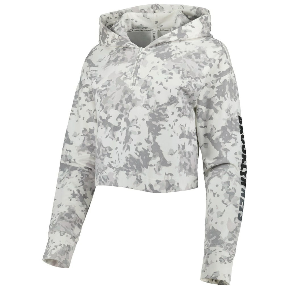NBA - Brooklyn Nets Lusso Women's Maia Tri-Blend Cropped Quarter-Zip Top - Gray/White