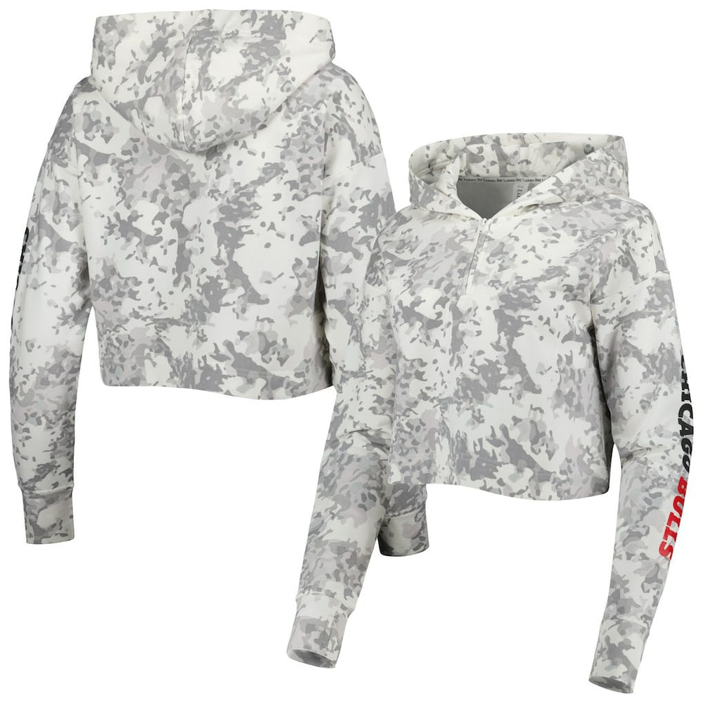 NBA - Chicago Bulls Lusso Women's Maia Tri-Blend Cropped Quarter-Zip Top - Gray/White