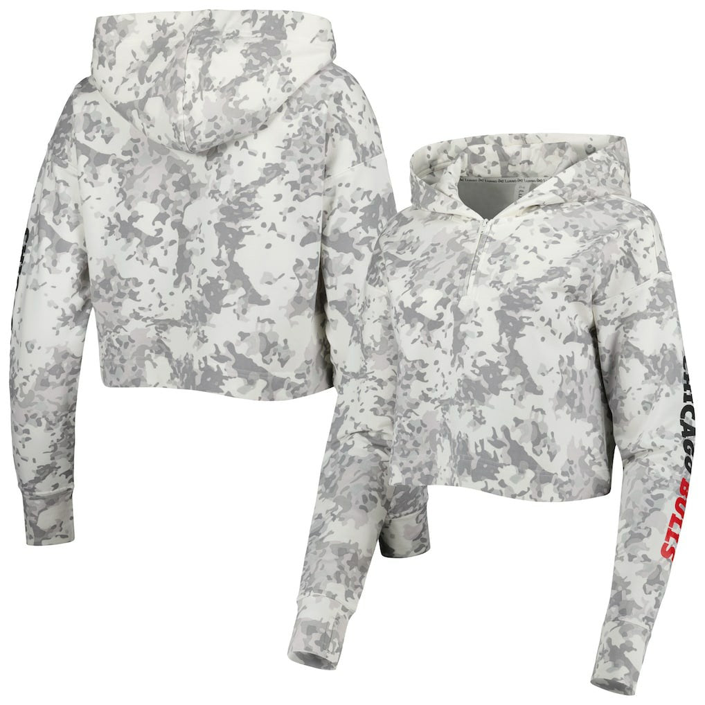NBA - Chicago Bulls Lusso Women's Maia Tri-Blend Cropped Quarter-Zip Top - Gray/White