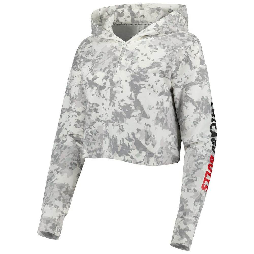 NBA - Chicago Bulls Lusso Women's Maia Tri-Blend Cropped Quarter-Zip Top - Gray/White