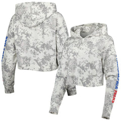 NBA - Philadelphia 76ers Lusso Women's Maia Tri-Blend Cropped Quarter-Zip Top - Gray/White