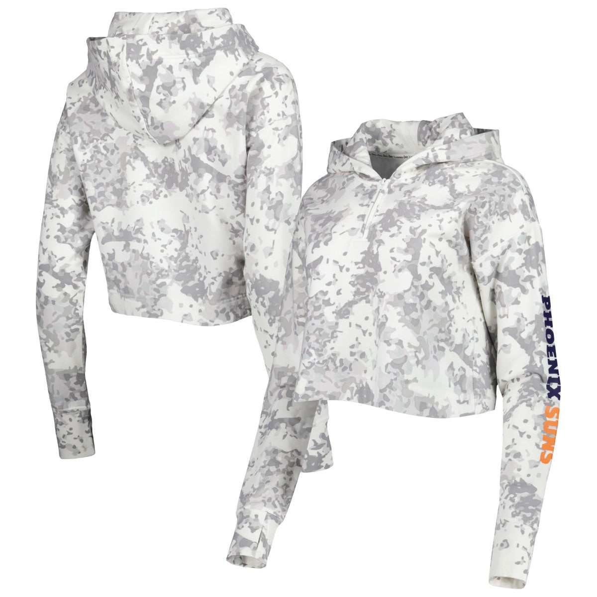 NBA - Phoenix Suns Lusso Women's Maia Tri-Blend Cropped Quarter-Zip Top - Gray/White