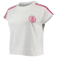 NBA - Brooklyn Nets Lusso Women's Margot Cropped Tri-Blend Cap Sleeve Sweatshirt - White