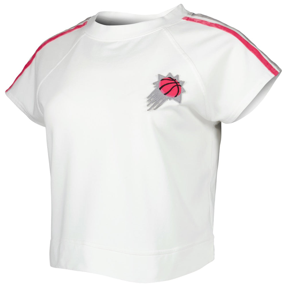 NBA - Phoenix Suns Lusso Women's Margot Cropped Tri-Blend Cap Sleeve Sweatshirt - White