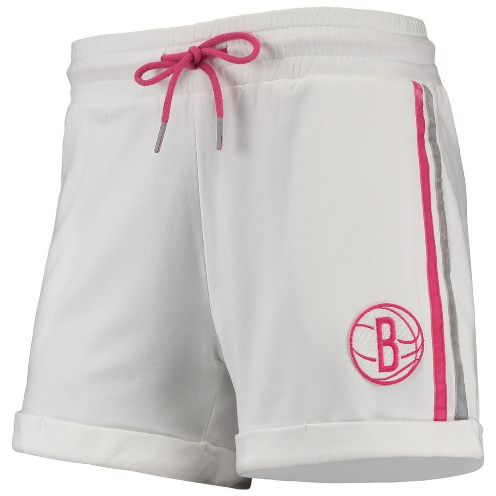 NBA - Brooklyn Nets Lusso Women's Melody Cuffed Tri-Blend Shorts - White/Pink
