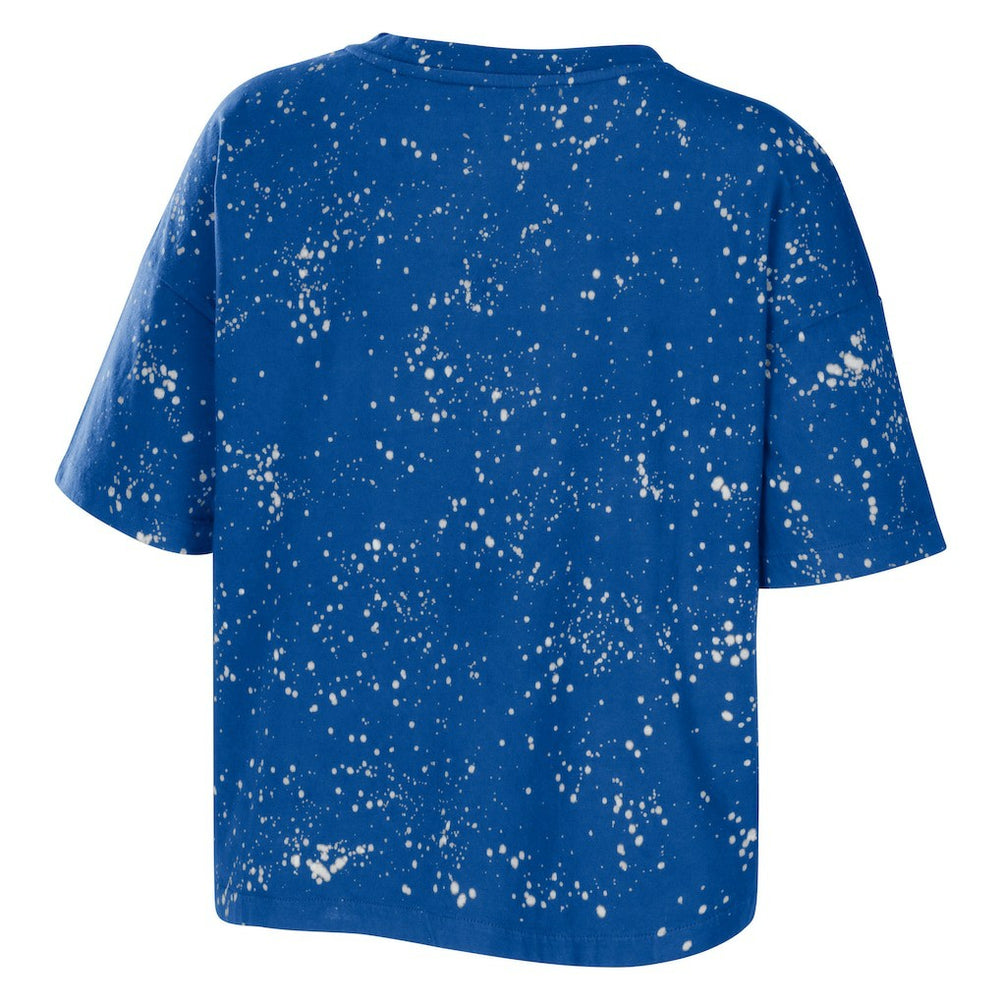 NBA - Philadelphia 76ers WEAR by Erin Andrews Women's Bleach Splatter Notch Neck T-Shirt - Royal