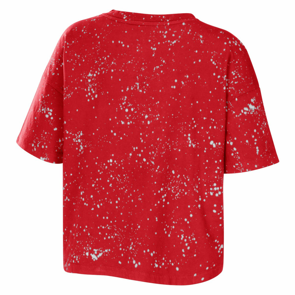 NBA - Toronto Raptors WEAR by Erin Andrews Women's Bleach Splatter Notch Neck T-Shirt - Red