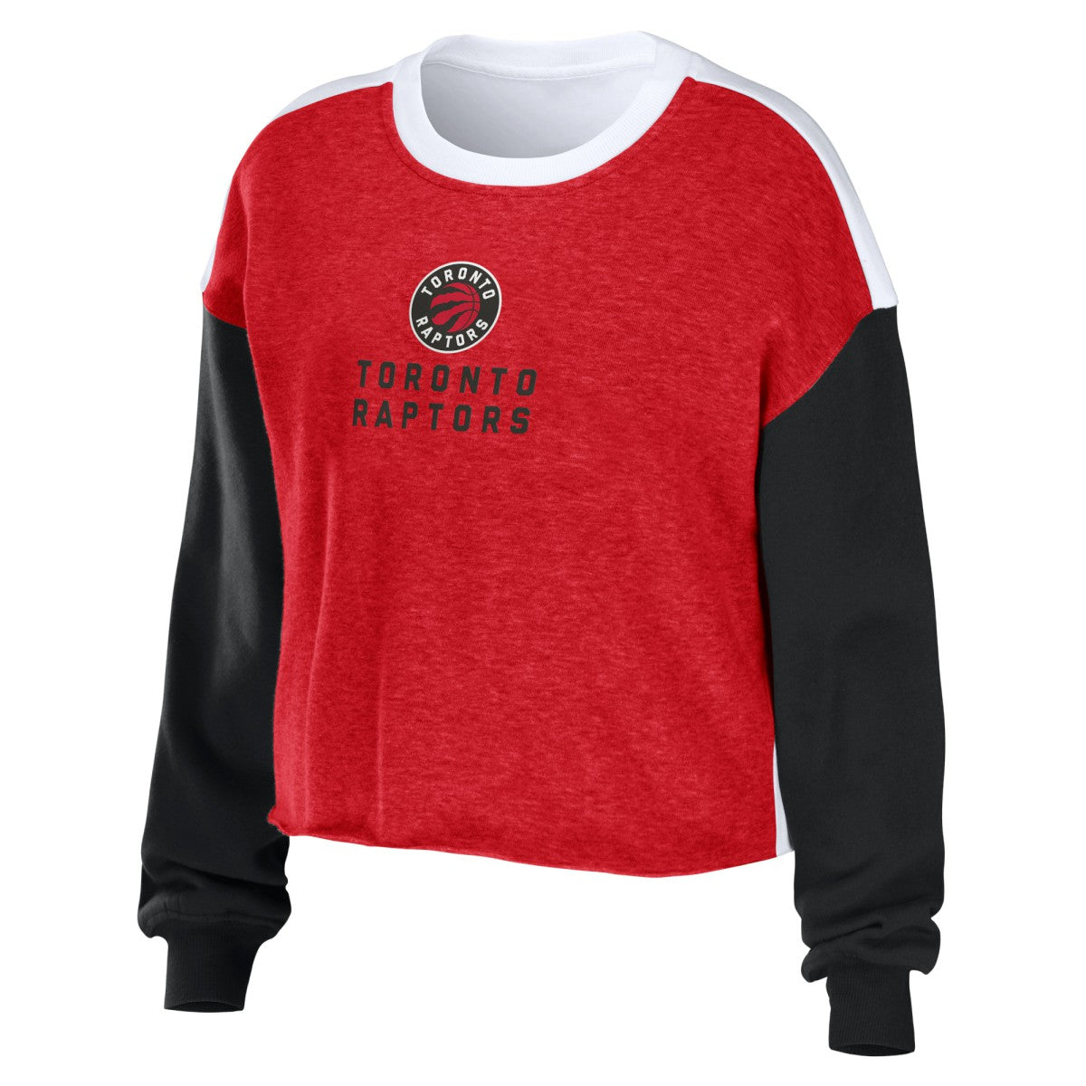 NBA - Toronto Raptors WEAR by Erin Andrews Women's Mixed Letter Cropped Pullover Sweatshirt - Heather Red