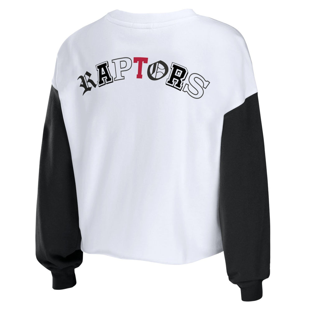 NBA - Toronto Raptors WEAR by Erin Andrews Women's Mixed Letter Cropped Pullover Sweatshirt - Heather Red