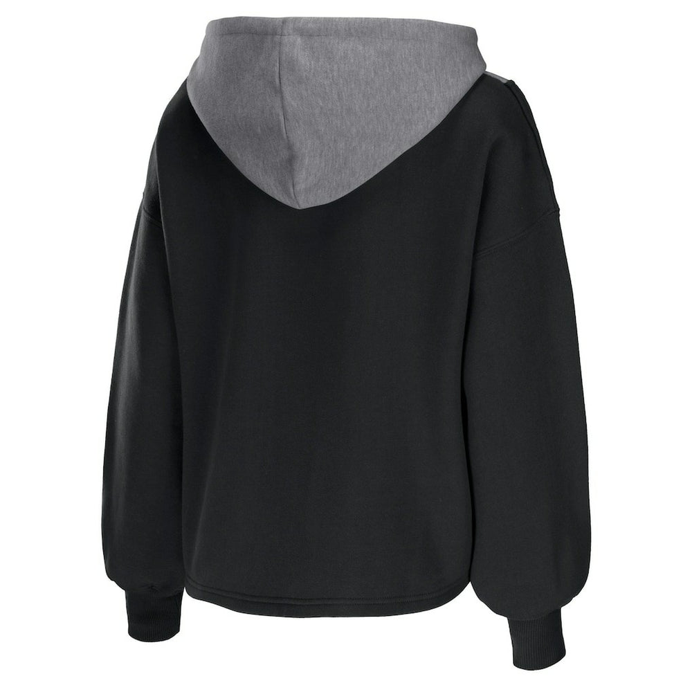 NBA - Brooklyn Nets WEAR by Erin Andrews Women's Pieced Quarter-Zip Hoodie Jacket - Black