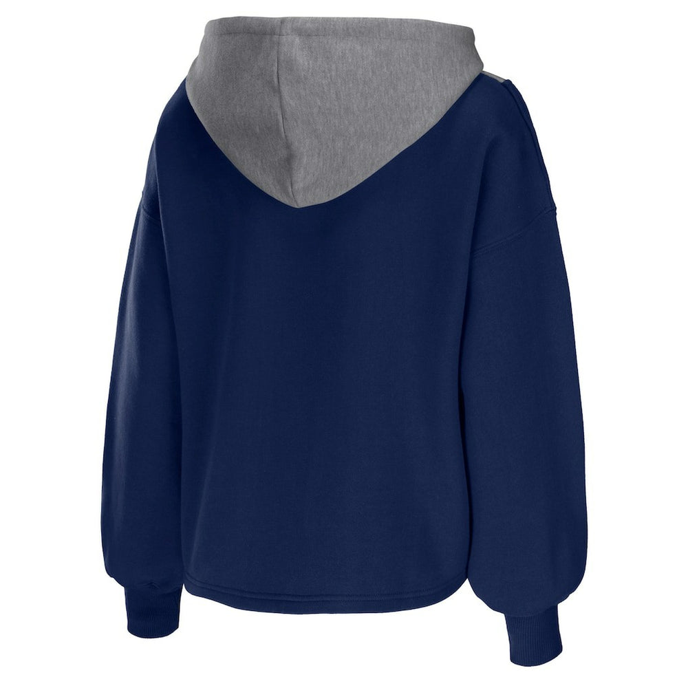 NBA - Dallas Mavericks WEAR by Erin Andrews Women's Pieced Quarter-Zip Hoodie Jacket - Navy
