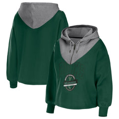 NBA - Milwaukee Bucks WEAR by Erin Andrews Women's Pieced Quarter-Zip Hoodie Jacket - Hunter Green