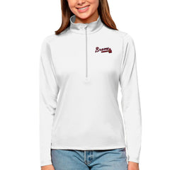 Atlanta Braves Antigua Women's Tribute Quarter-Zip Pullover Top Sale