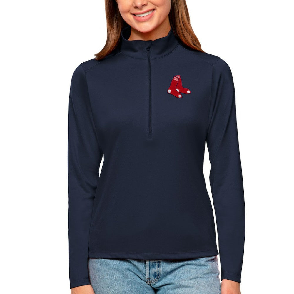 Boston Red Sox Antigua Women's Tribute Quarter-Zip Pullover Top Clearance
