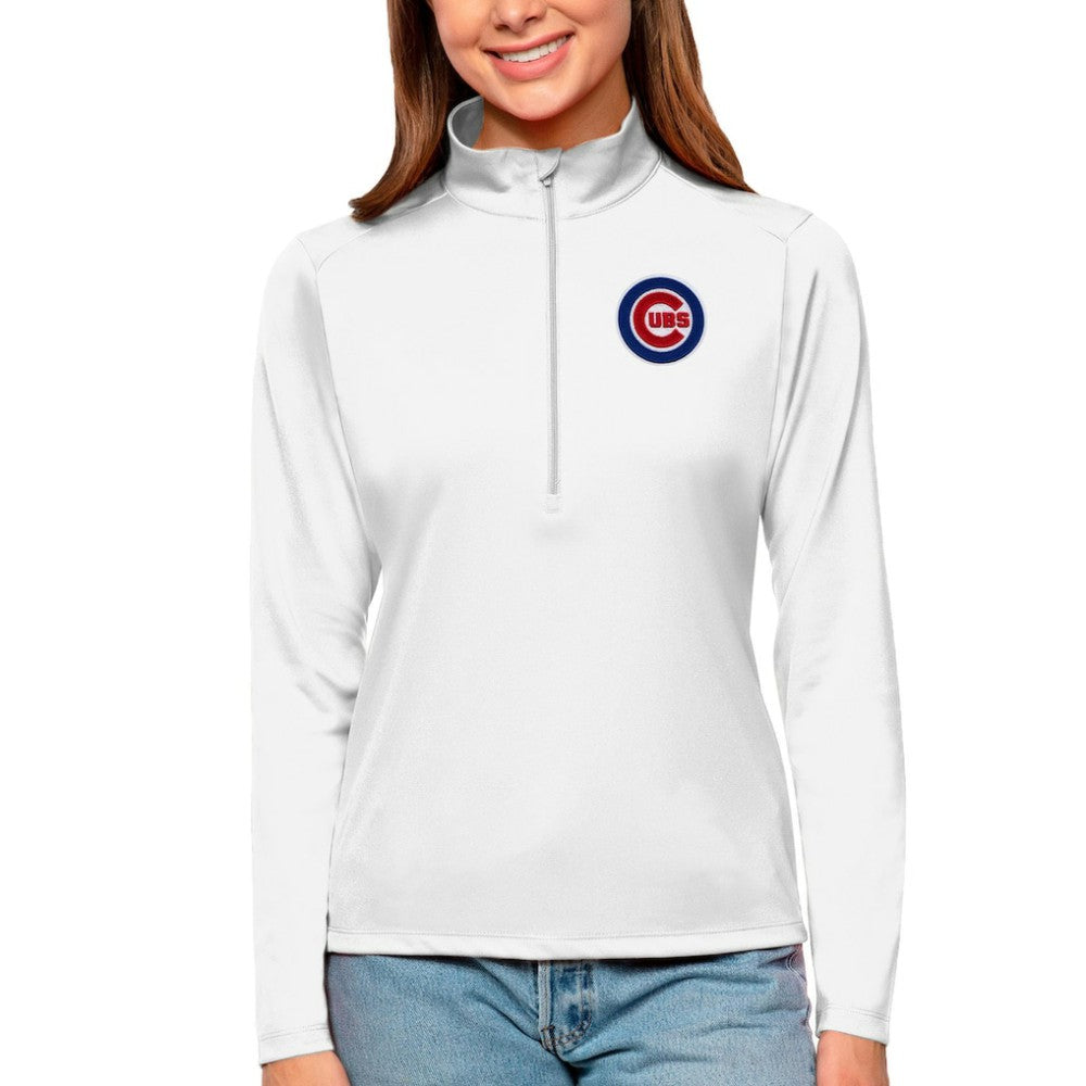 Chicago Cubs Antigua Women's Tribute Quarter-Zip Pullover Top Lifestyle