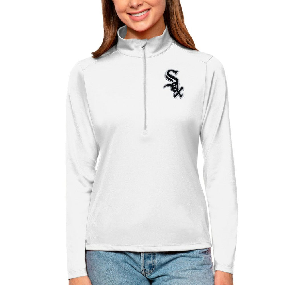 Chicago White Sox Antigua Women's Tribute Quarter-Zip Pullover Top discount