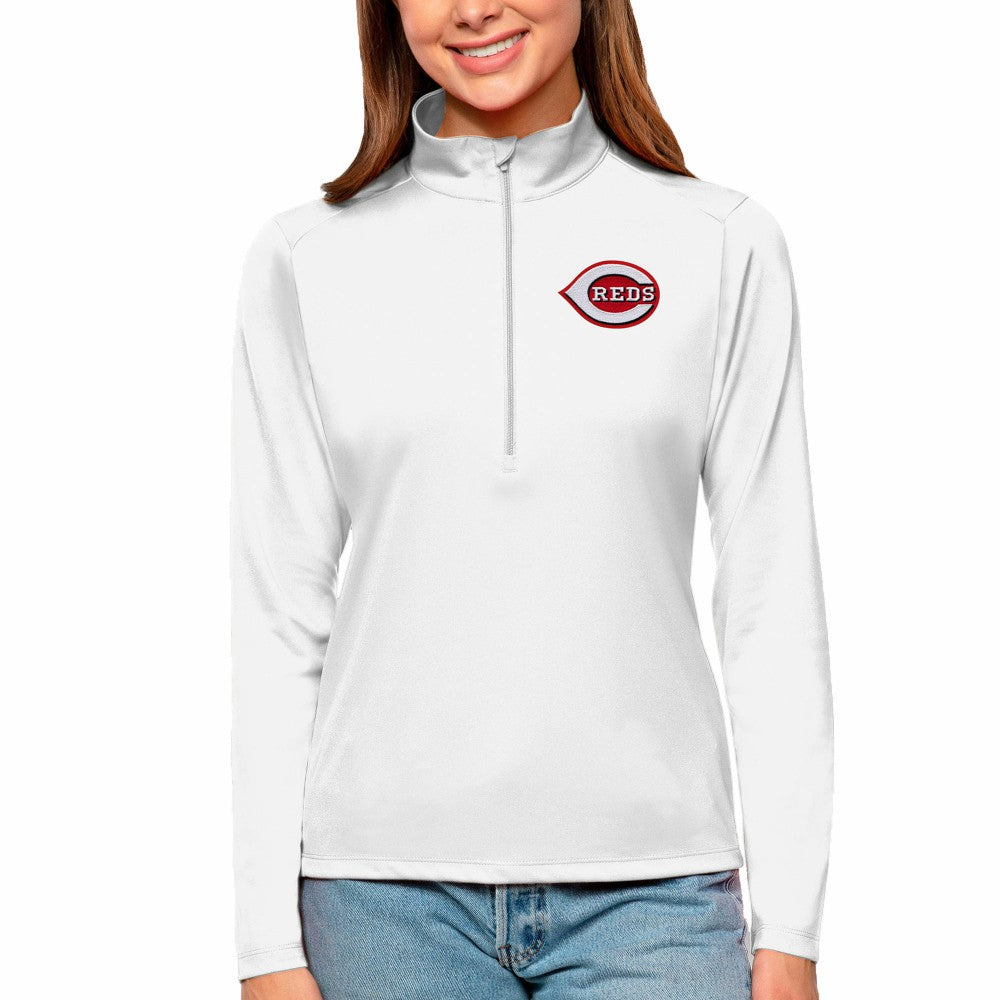 Cincinnati Reds Antigua Women's Tribute Quarter-Zip Pullover Top Lifestyle