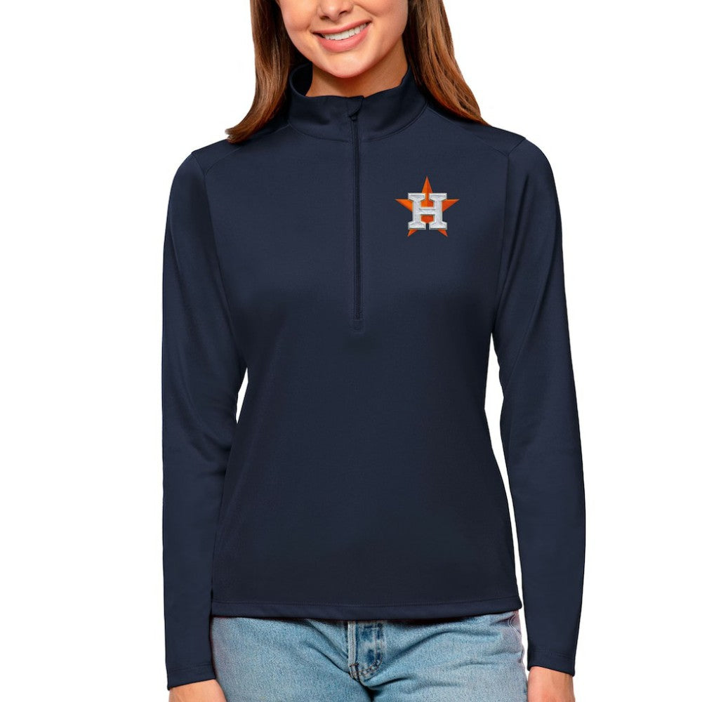 Houston Astros Antigua Women's Tribute Quarter-Zip Pullover Top Online
