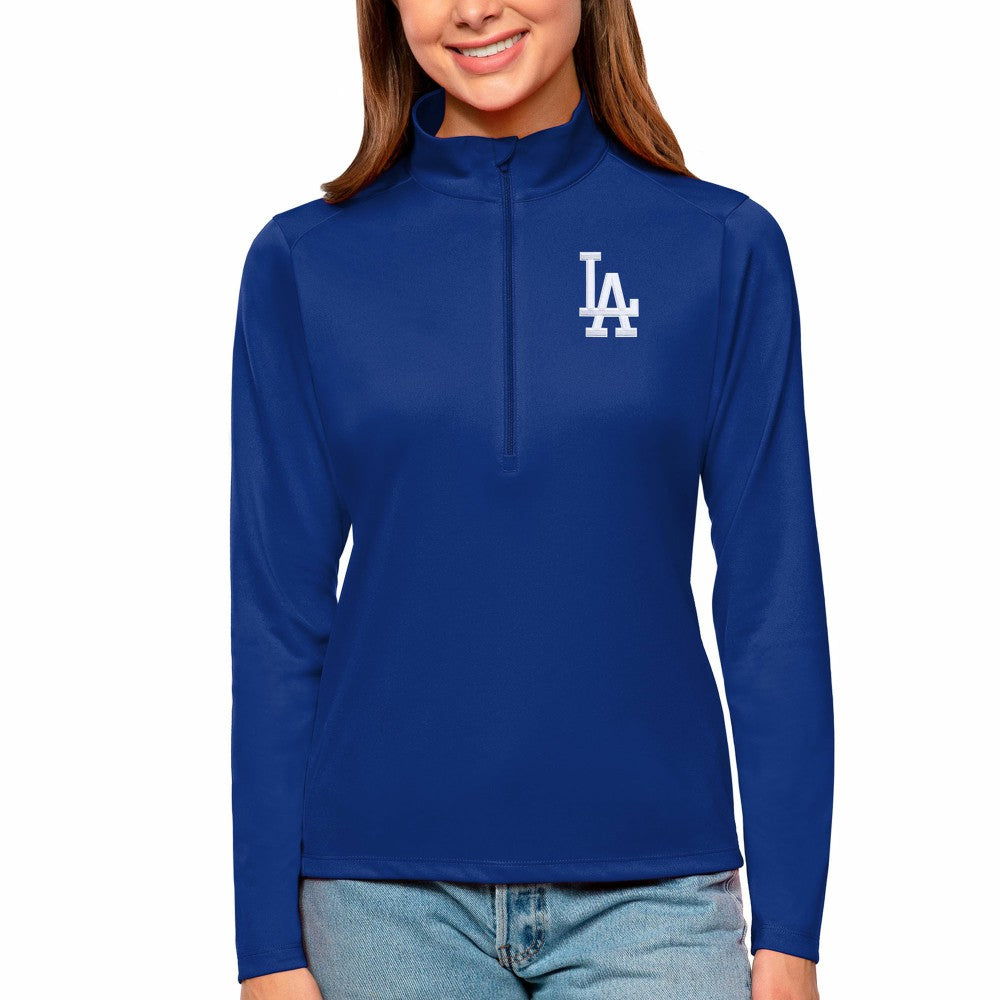 Los Angeles Dodgers Antigua Women's Tribute Quarter-Zip Pullover Top discount