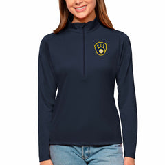 Milwaukee Brewers Antigua Women's Tribute Quarter-Zip Pullover Top Online