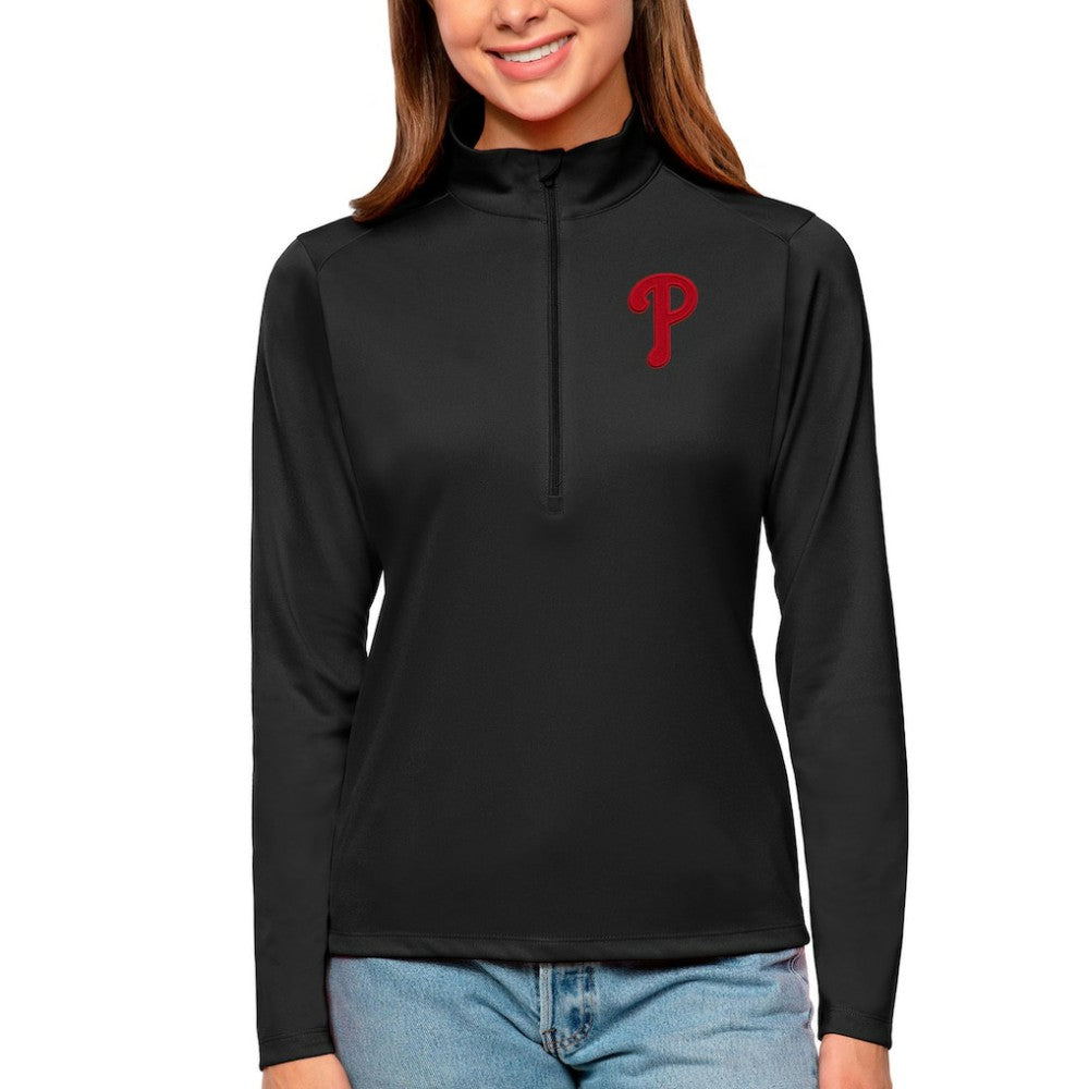 Philadelphia Phillies Antigua Women's Tribute Quarter-Zip Pullover Top Near Me