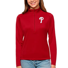 Philadelphia Phillies Antigua Women's Tribute Quarter-Zip Pullover Top Lifestyle