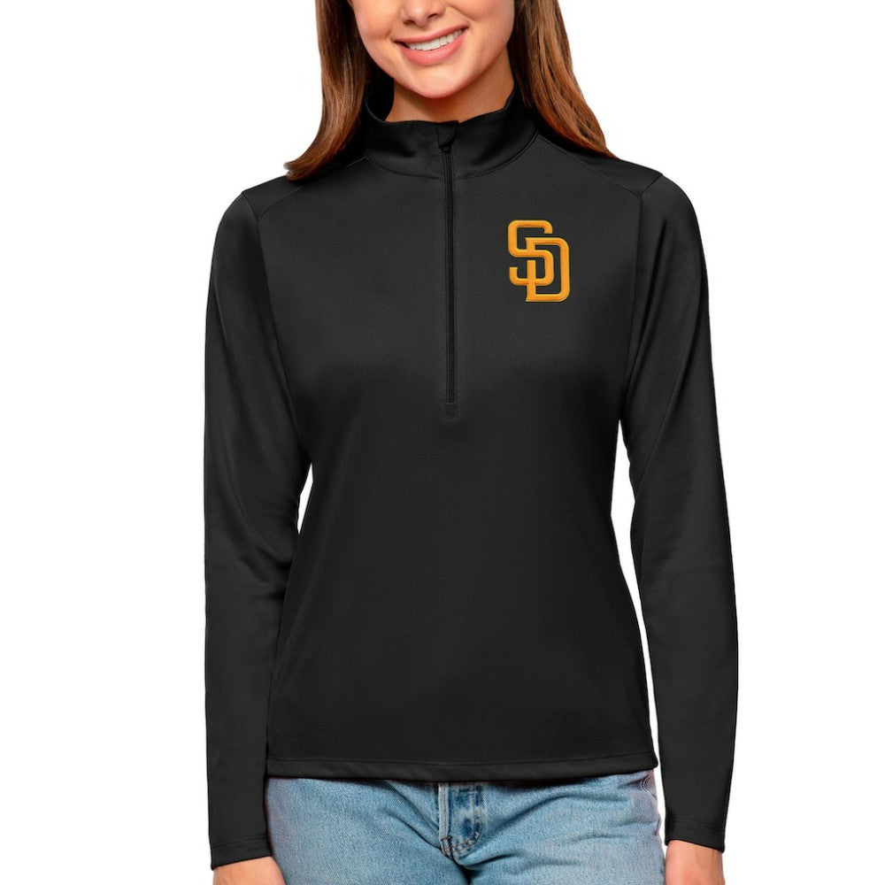 San Diego Padres Antigua Women's Tribute Quarter-Zip Pullover Top On Sale