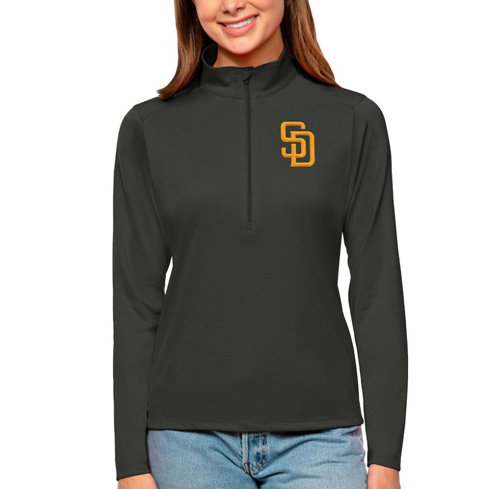 San Diego Padres Antigua Women's Tribute Quarter-Zip Pullover Top On Sale