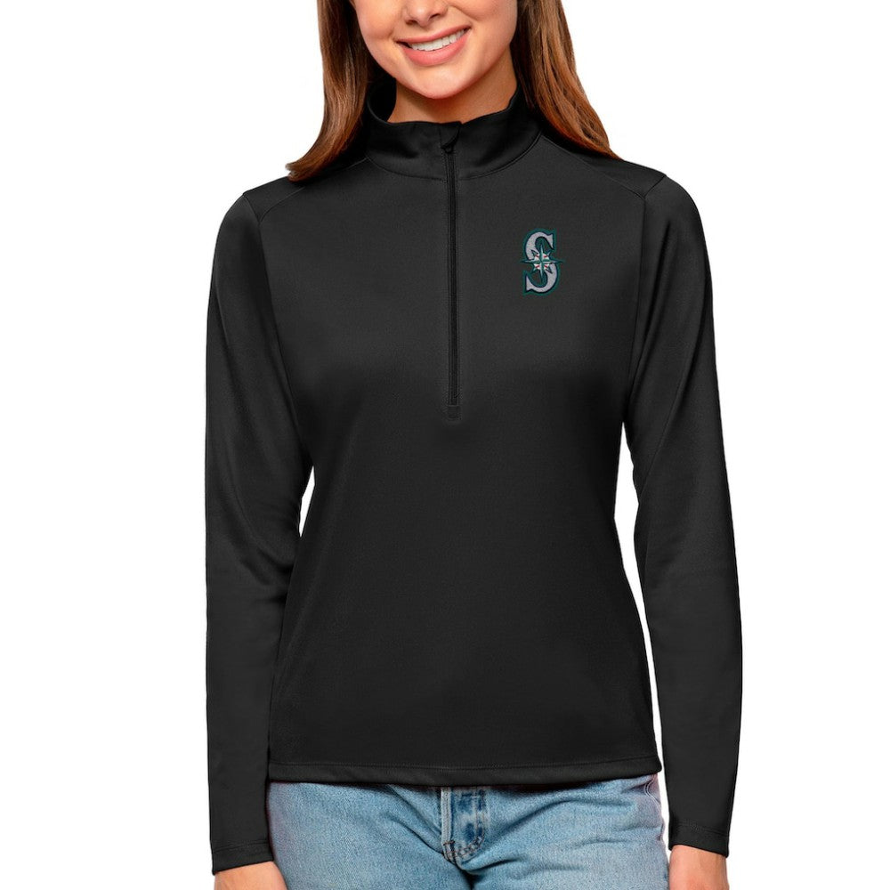 Seattle Mariners Antigua Women's Tribute Quarter-Zip Pullover Top Sale