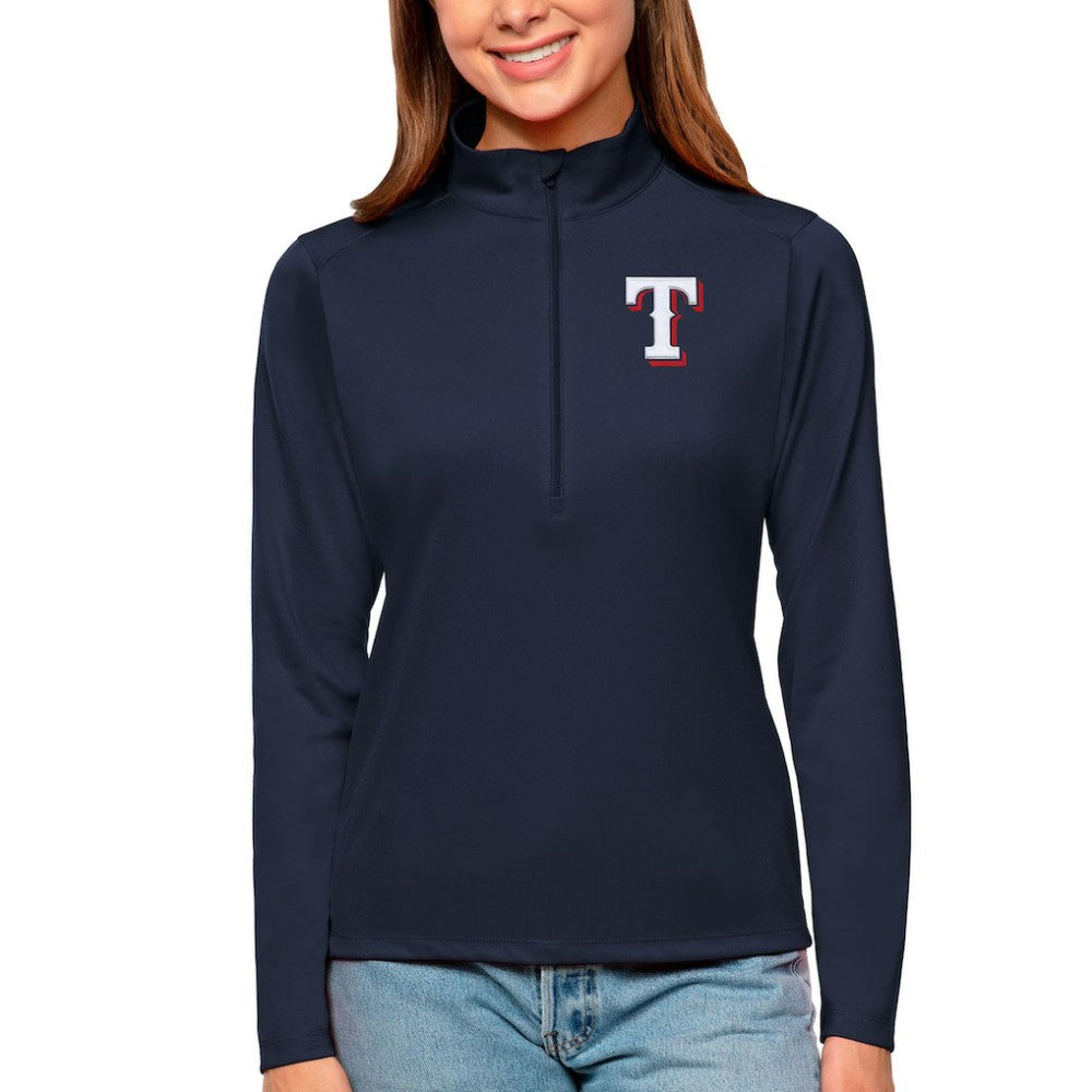 Texas Rangers Antigua Women's Tribute Quarter-Zip Pullover Top Clearance