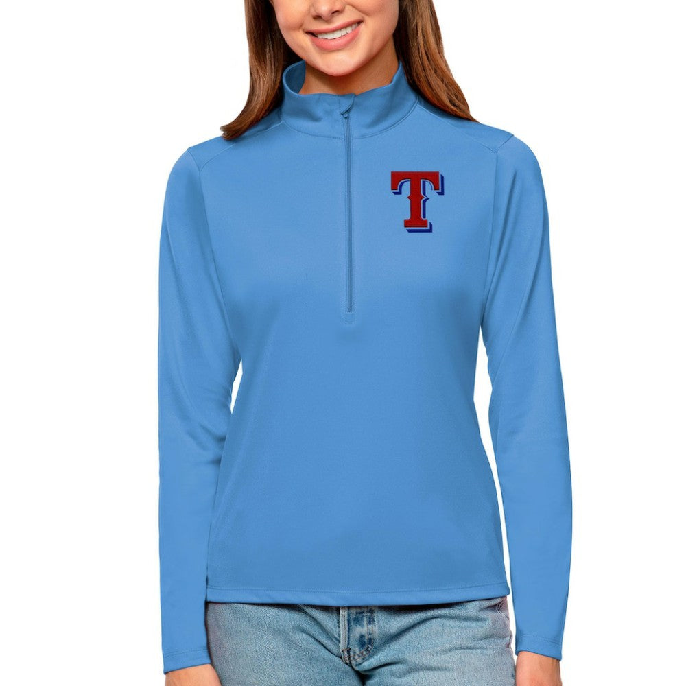 Texas Rangers Antigua Women's Tribute Quarter-Zip Pullover Top Online