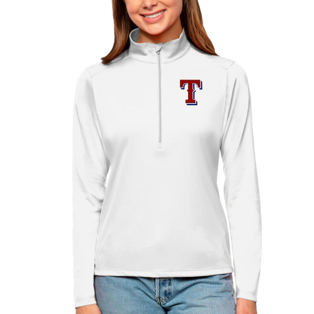 Texas Rangers Antigua Women's Tribute Quarter-Zip Pullover Top Online