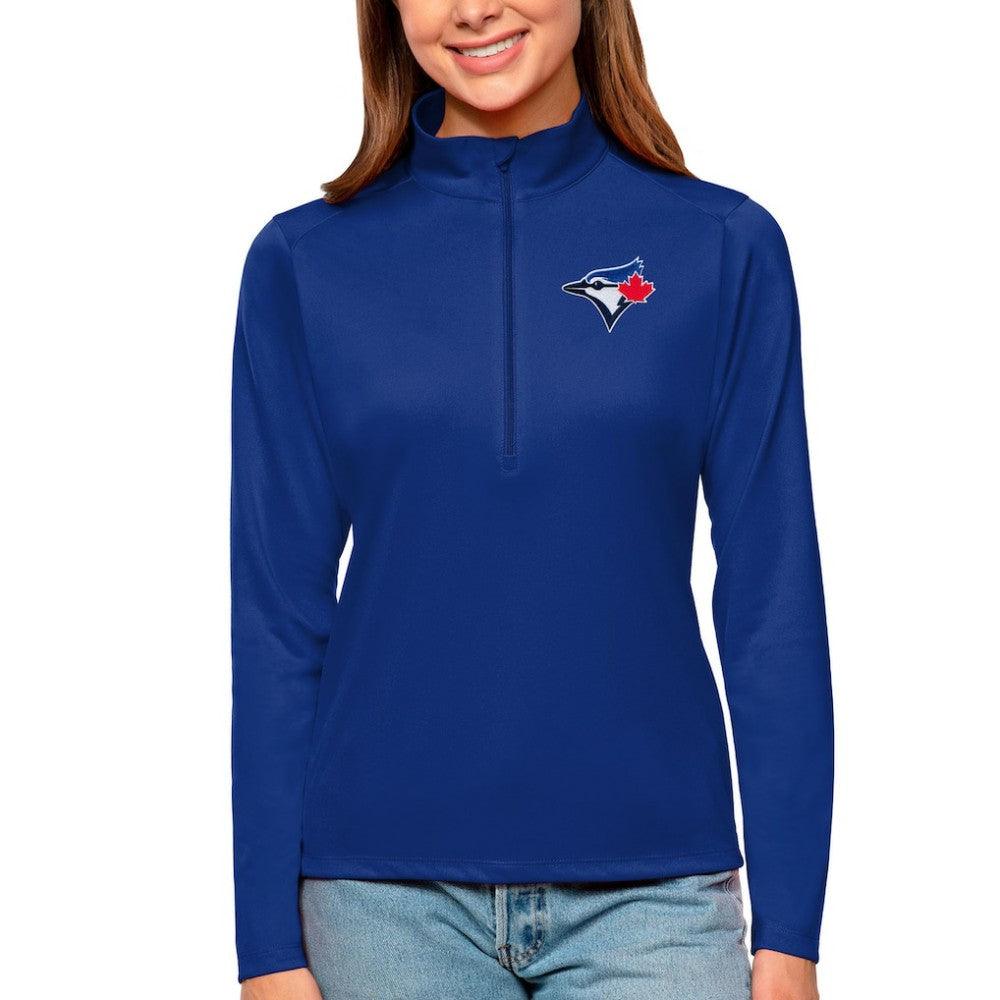 Toronto Blue Jays Antigua Women's Tribute Quarter-Zip Pullover Top Lifestyle