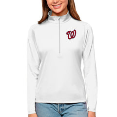 Washington Nationals Antigua Women's Tribute Quarter-Zip Pullover Top On Sale