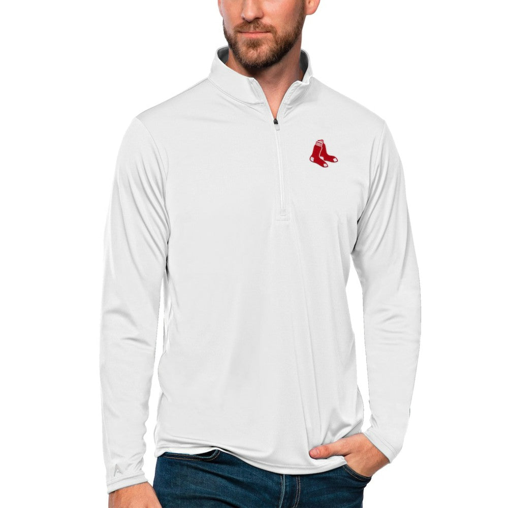 Boston Red Sox Antigua Tribute Quarter-Zip Pullover Top Lifestyle